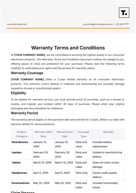 Warranty Terms and Conditions .